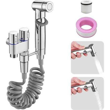 Plumeau de bidet, luminaire de bidet 1 entrée - double commande pour contrôle 2 fois, ensemble plumeau avec contrôle principal de la pression du liquide de douche féminine, animal de compagnie, mousse (1/5)