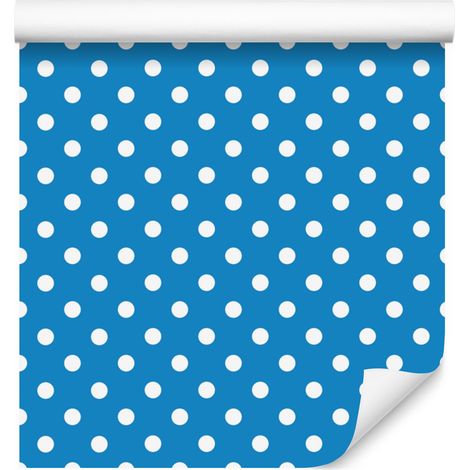 Papier peint à pois bleus et azur pour salon et chambre 50x1000 cm (1/5)