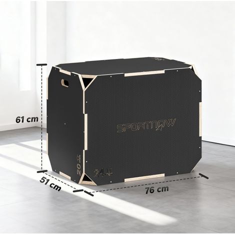 Plyo box in legno 3 in 1, 3 altezze, 120 kg, nera HAVRYA (1/4)