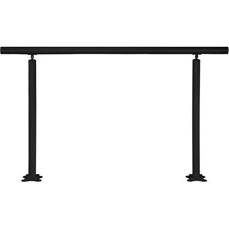 VEVOR Kit di Corrimano per Scale da Esterno Interno Nero in Alluminio Adattabile 0-5 Gradini, Corrimano con Palo Doppio Lunghezza 152,8cm Altezza 91cm Massimo 5 Gradini, Kit Corrimano in Allumino Nero (1/5)