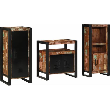 Ensemble de mobilier de salle de bain 3 pcs Bois Recyclé Solide