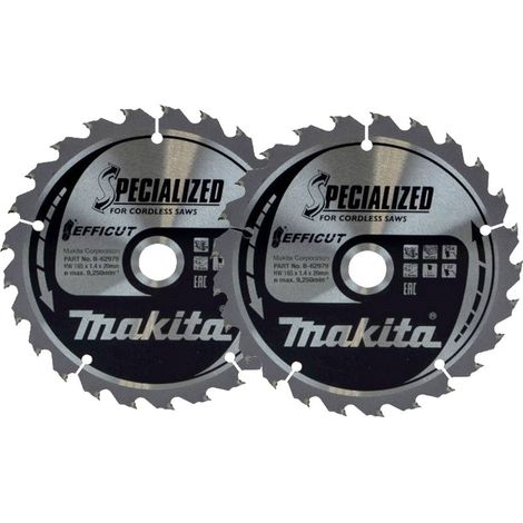 2 x Makita B-62979 165mm x 20mm 25 Teeth Efficut Circular Saw Blade DHS680Z (1/4)