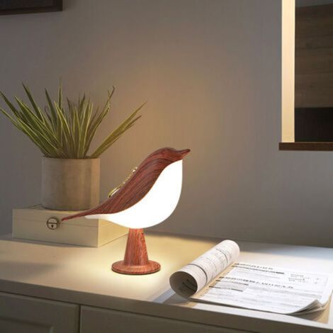 Lampe de chevet LED oiseau, lampe de chevet LED oiseau à intensité variable et température de couleur réglable, sans scintillement, forme créative, lampe de chevet sans fil, décoration de chambre