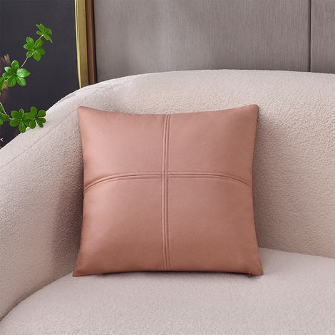 Housse De Coussin - 45x45 Cm - Tissu Patchwork Polyester - Aspect Cuir - Imperméable - Pour Canapé Salon - 1 Pièce (1/5)