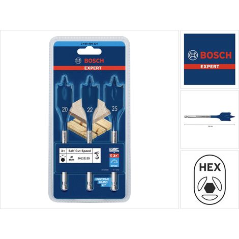 Bosch Flachbohrer – 3er-Set Selbstschneide-Experte