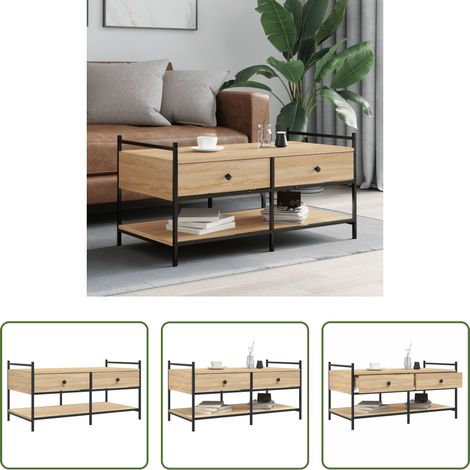 Table basse chêne sonoma - Table basse chêne sonoma 99x50x50 cm bois d'ingénierie (1/5)
