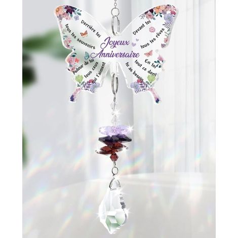 Cadeau Anniversaire Femme, Cristal Attrape Soleil Joyeux Anniversaire Cadeau pour Maman Mamie Soeur Amie Collègue Fille Copine 18 30 40 50 60 70 80 Ans
