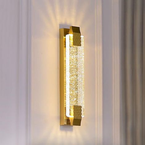 Applique Murale LED en Cristal Doré pour Chambre,Salon,Couloir Filaire Permanente à Percer,Tricolore (Chaud/Blanc/Neutre),12 W,Contemporain & Nordique,Modern Luminaire Mural pour Chevet (1/5)