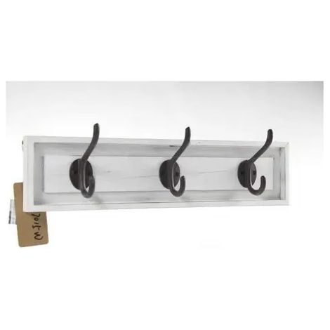 Perchero blanco 3 ganchos 50x10x12