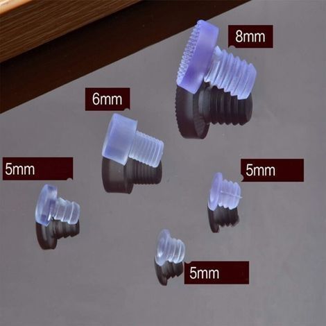 Glas-Tischpuffer mit Stange für Tische, Möbel, Schränke, Kantenbohrungen 5 mm/6 mm/8 mm (150 Stück) H304 (1/4)