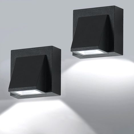 2 Pack Applique Murale Exterieur, 5W Lampe Murale Etanche IP65, 3000K  Blanc chaud Froid Appliques Exterieur Noir pour Cour, Jardin, Terrasse, Proche, Patio