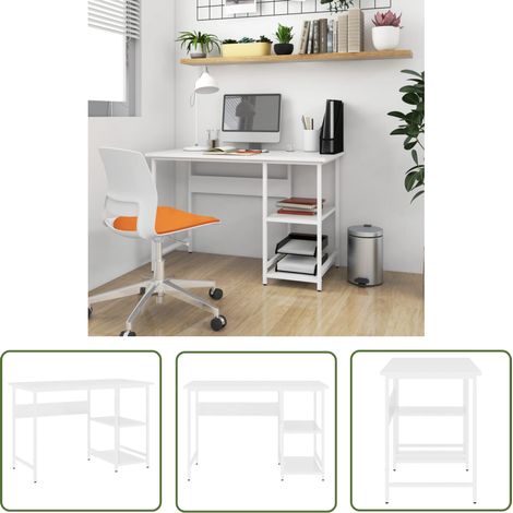 The Living Store Computertisch Weiß 105x55x72 cm MDF und Metall - PC-Tisch - Schreibtisch - Weißer Schreibtisch - Moderner Schreibtisch - Industriel Style (1/5)