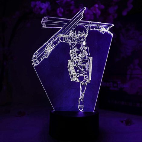 Lampe Mikasa Final Otaku, figurine de veilleuse inspirée de l'anime Attack on Titan, saison finale, LED RGB 16 couleurs, télécommande, décoration 3D pour chambre d'anime, cadeau idéal pour les fans d' (1/5)
