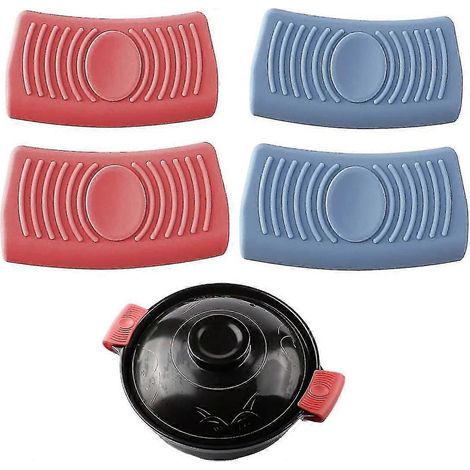 2 paires de maniques en silicone isolantes pour poignées de casseroles, manchons de protection contre la chaleur, couvercles et poignées isolantes pour casseroles et poêles. (1/5)