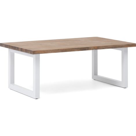 Mesa de centro iCub Big Wood ECO 50x100x43cm blanca madera efecto vintage estilo industrial (1/5)