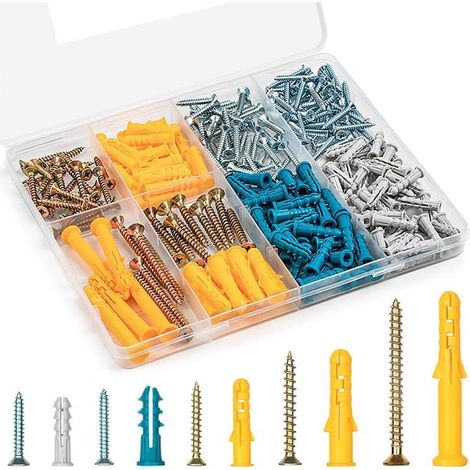 270 Pcs Cheville Beton et Vis Autotaraudeuses, Cheville Parpaing Creux et Vis Beton, Chevilles Charge Lourde et Visser pour Maçonnerie et Parpaing Creux (1/5)