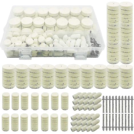 200 disques de polissage en laine avec tige métallique pour outils rotatifs, tampons de polissage compatibles avec les accessoires Dremel (1/4)