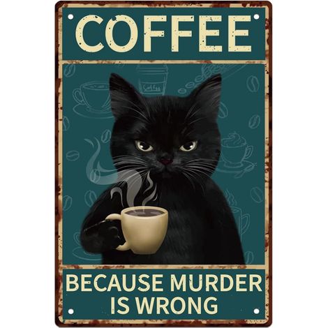 Café Chat Vintage Métal Fer Signe Plaque Affiche Rétro Mur Décoratif Signes en Étain Pouces pour la Maison Bar Café Restaurant Cuisine Club Décoration (1/5)