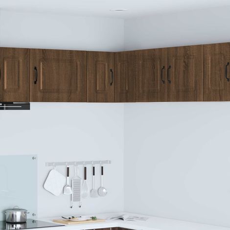 Meuble d’angle mural de cuisine 2 portes en bois d’ingénierie, chêne brun, 57 x 57 x 40 cm - PANGIVO (1/5)