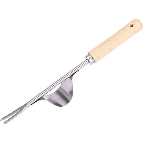 Désherbeur manuel en acier inoxydable avec manche en bois Outil utilisé pour le désherbage rapide du sol et du jardin Désherbage manuel en forme de Y Fourche RaCone (1/5)