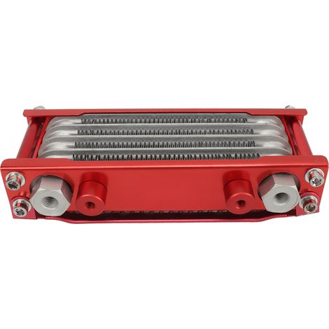 Kit 17 pièces radiateur d'huile moto en aluminium 4 rangées refroidisseur moteur remplacement pour Monkey 125cc‑140cc rouge (1/5)