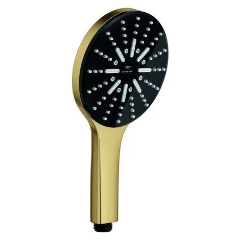 GROHE Teleducha Rainshower Aqua Pure 101676, 3 tipos de chorro, cambio de chorro mediante botón pulsador, caudal máximo a 3 bar: 8.5 l/min, cool sunrise cepillado, 101676GN00