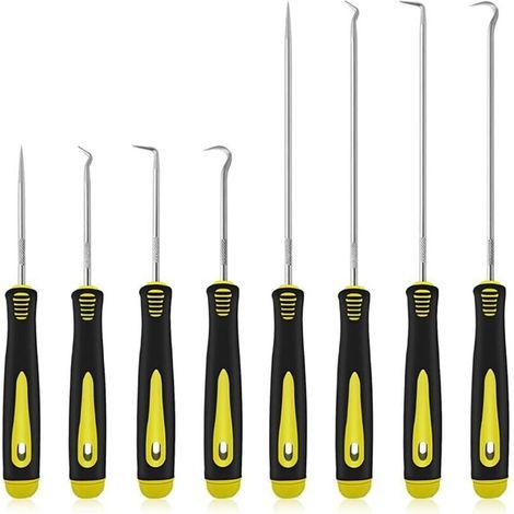 Lot de 8 crochets longs et courts pour retirer les tuyaux de voiture, extracteur de joint d'huile, crochet de joint torique, garniture de tuyaux sous vide, outil de voiture (1/5)