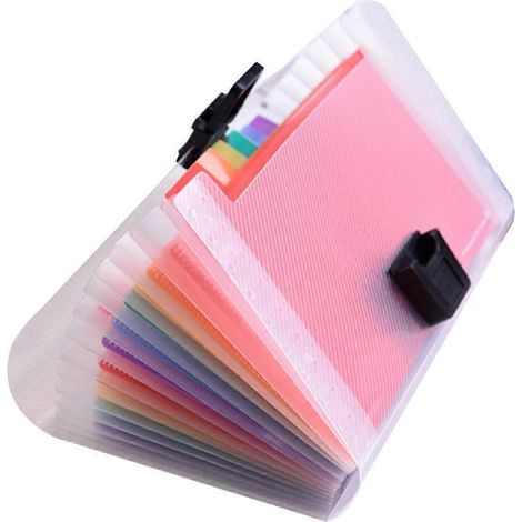 Organiseur de dossiers accordéon arc-en-ciel à 13 poches, grande capacité, format A6, portable, pour écolières. (1/3)
