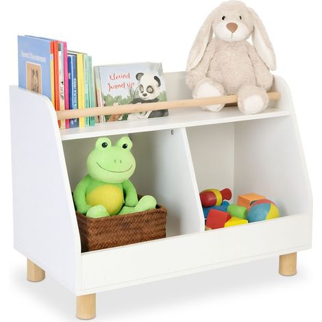 Scaffale porta giocattoli per bambini - 2 scomparti, 1 ripiano