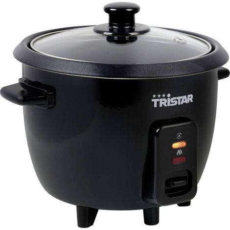 Tristar RK-6141 Cuiseur à riz noir revêtement anti-adhésif, voyant lumineux, avec verre doseur, avec couvercle en verre (1/4)