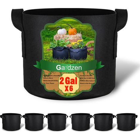 Lot de 6 Sacs de Plantation en Tissu Robuste avec poignées - 7,5 l (1/5)