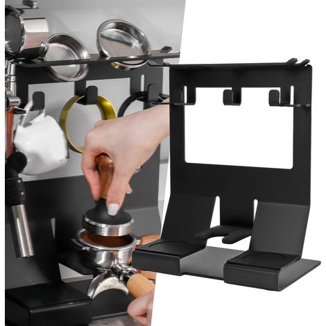 Schwarzes Aufbewahrungsregal für Küchengeräte, multifunktionaler Organizer, Halter für Tamper und Pulverspender, geeignet für 58-mm-Kaffeefilterhalter. (1/5)
