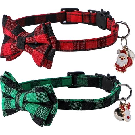Collier Pour Chien - Motif Plaid Buffalo Classique - Avec Nœud Papillon Détachable - Réglable - 2 Pièces (1/5)
