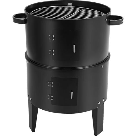 Fumoir BBQ, 40 cm de diamètre, 2 couches, design détachable, matériau en fer, environ 7 kg (1/5)