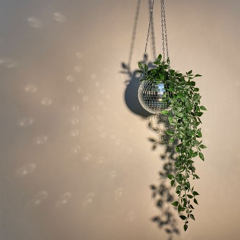 Pot de fleurs suspendu à effet boule disco - Effets lumineux miroir