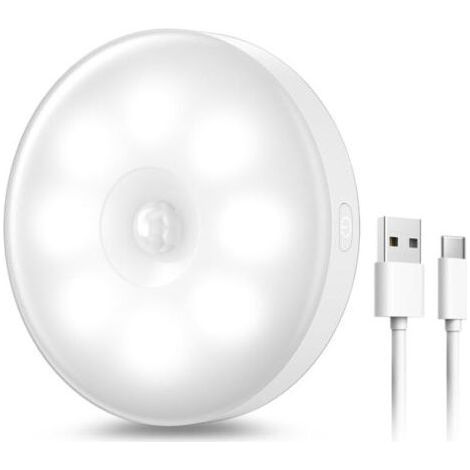 USB Rechargeable Automatic LED Night Light, 8LEDs Induction Night Light & 400mAh Battery, Motion Sensor Lamp, LED Adhesive Lamp with Magnetic Base Three Colors - 1pcs (1/4)