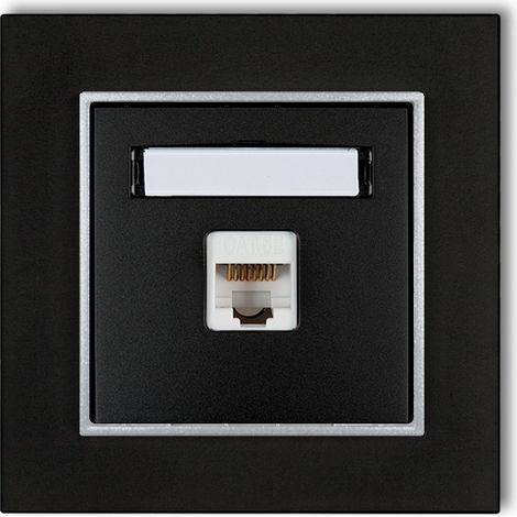 1x toma de internet con marco Karlik Mini color negro mate/plata (1/3)