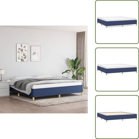 Bettgestell ohne Matratze Blau 200x200 cm Stoff - Bettes - Doppelbett - Boxspringbetten - Blau - Holzrahmen (1/5)