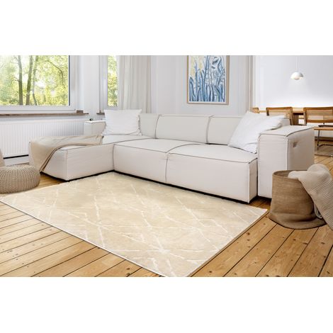 ASTRA Tapis « Lou » Losanges crème 133 x 190 cm tapis à poils courts doux (1/5)
