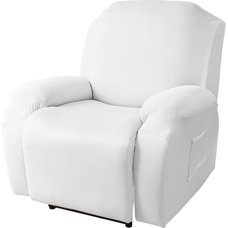 Housse de Fauteuil Relax Extensible 1 Places,  avec Poche, 4 Pièce Blanc,1 Places (1/5)