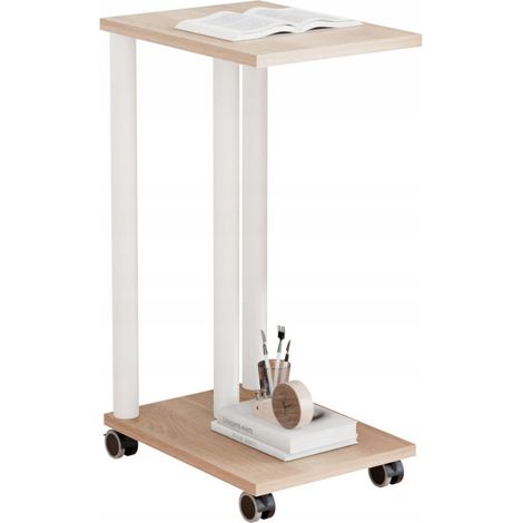 Table d'appoint sur roulettes - table d'appoint mobile pour salon de style loft (1/5)