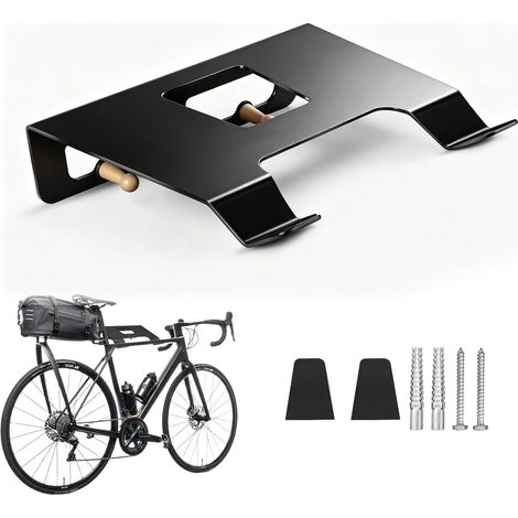 Support mural 3 en 1 pour vélo avec crochet, porte-vélo peu encombrant pour vélos de route/montagne/hybrides, suspension horizontale pour garage ou maison (1/5)