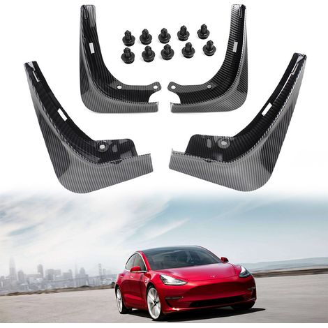 Passend für die vorderen und hinteren Radschutzbleche des Ford Model 3, dekorative, weiche Gummischutzbleche für Kraftfahrzeuge – ABS-Kunststoff – schwarz lackiert