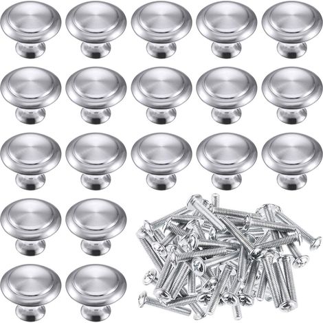 24 silberne Schrankknöpfe, runde Küchenschubladen, Schubladengriffe, (1/5)
