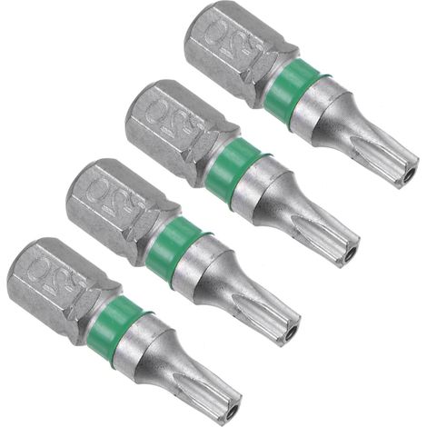Embouts de Tournevis Torx Magnétiques, Ts20 Longueur 25mm 1/4" Tige Hexagonale, Acier S2 Étoile 6 Points Perceuse à Vis Tamper Proof, 4 Pièces (1/5)