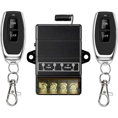 Commutateur de relais sans fil, 328FT 220V Relay 40A Commutateur RF sans fil pour appareils ménagers, pompes à eau, plafonniers et équipements (interrupteur à distance noir) (1/5)