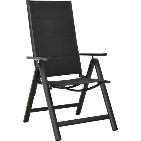 Maison Exclusive - Sedie pieghevoli, 2 pezzi, in Textilene e alluminio, colore nero. (1/5)