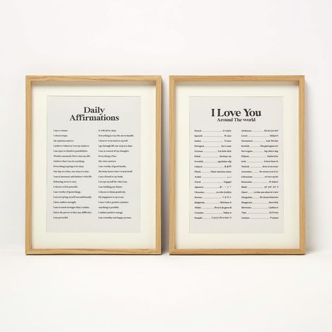 HOMESCAPES Affirmations Wall Art, 30 x 40cm, Set of 2 (1/5)