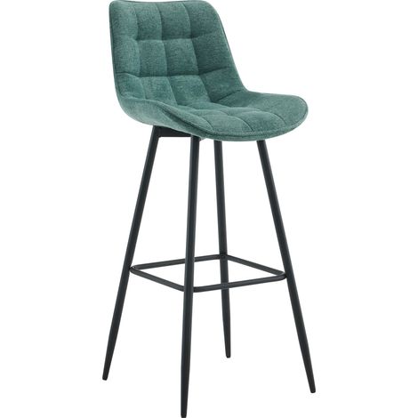 CLP – Tabouret de bar Dartford vert tissu – Hauteur d'assise 78 cm – Capacité de charge 120 kg – Design moderne et confortable