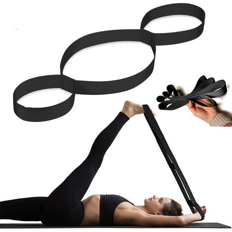 Sangle extensible pour yoga, pilates et fascias – Longueur totale : env. 75 cm – Largeur : 3,8 cm – Aide à l'étirement + traitement durable de la douleur (1/5)